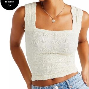 Free People Love Letter Jacquard Camisole Top M/L